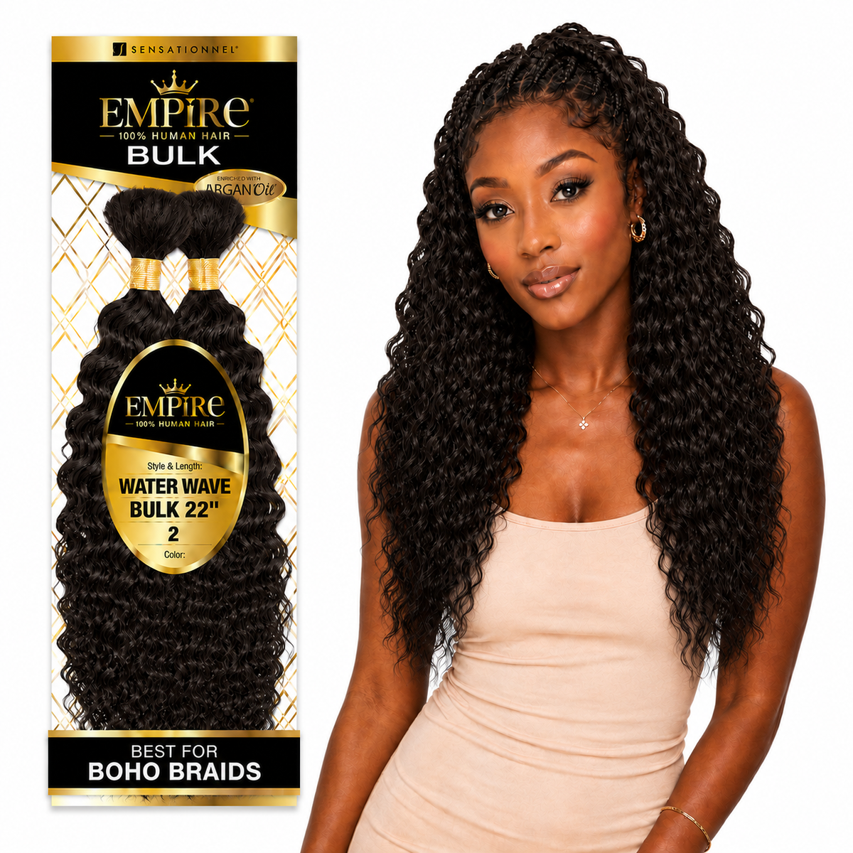 Sensationnel Empire Water Wave Bulk 100% Human Braiding Hair