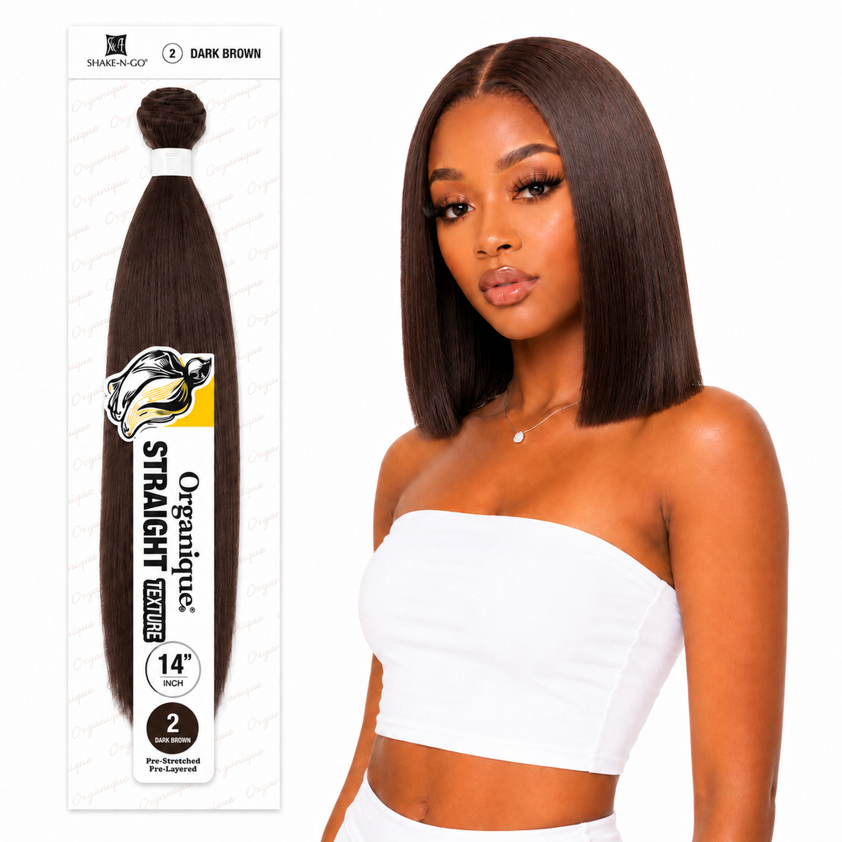 Shake-N-Go Organique Straight Weave – Premium Fiber (10”–36”)