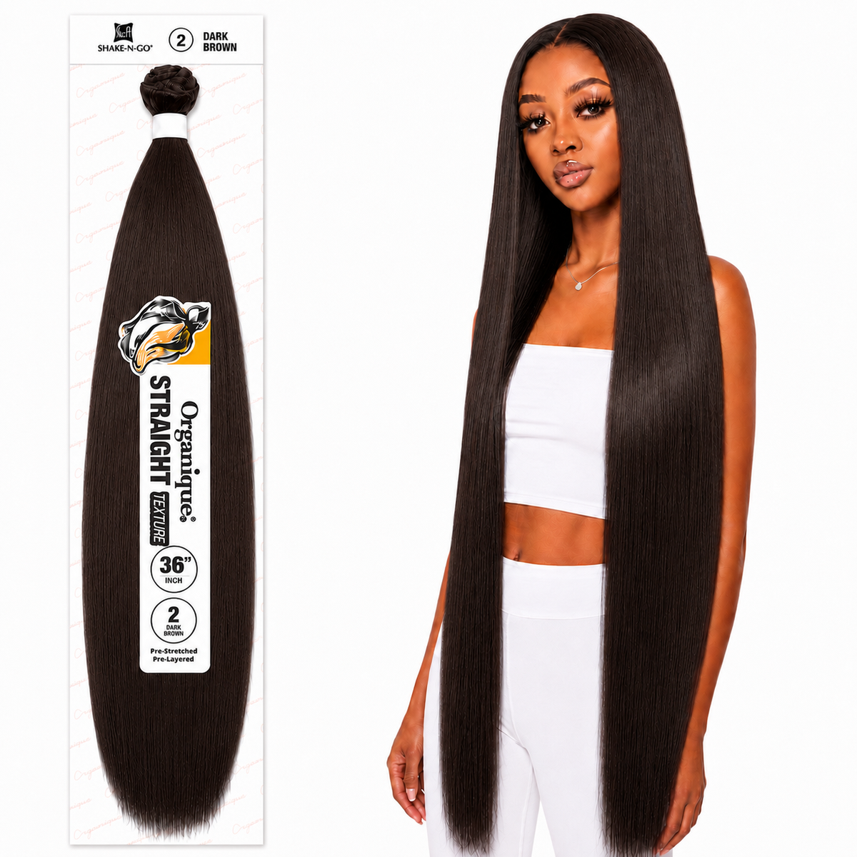 Shake-N-Go Organique Straight Weave – Premium Fiber (10”–36”)