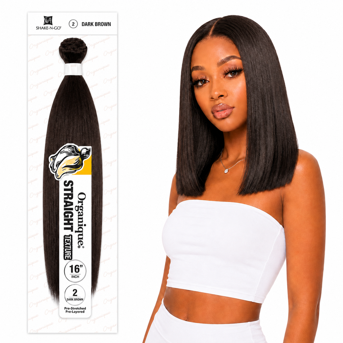Shake-N-Go Organique Straight Weave – Premium Fiber (10”–36”)