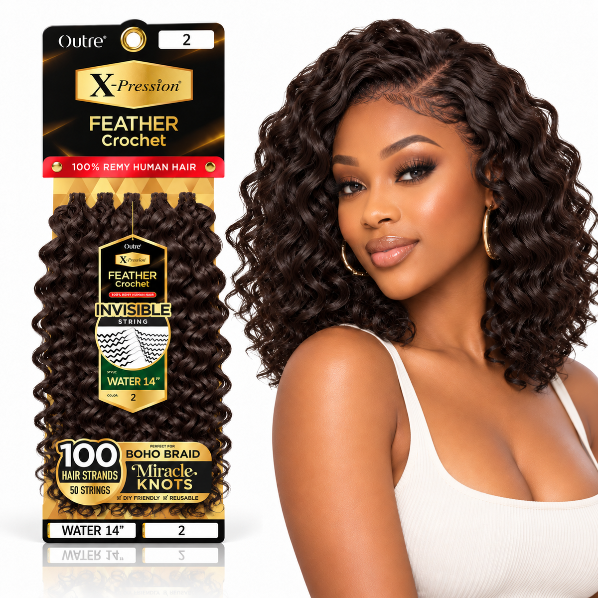 Outre X-Pression Human Feather Water 100% Remy Human Crochet Hair