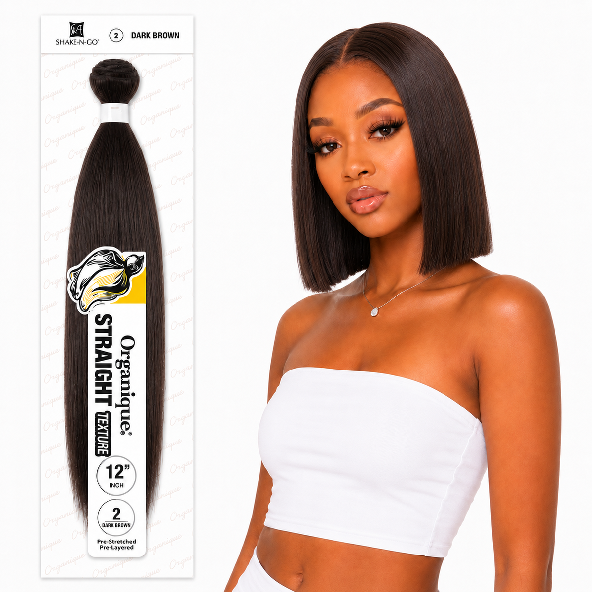Shake-N-Go Organique Straight Weave – Premium Fiber (10”–36”)