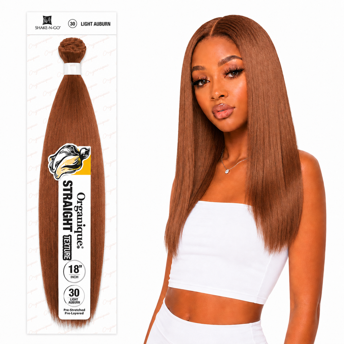 Shake-N-Go Organique Straight Weave – Premium Fiber (10”–36”)