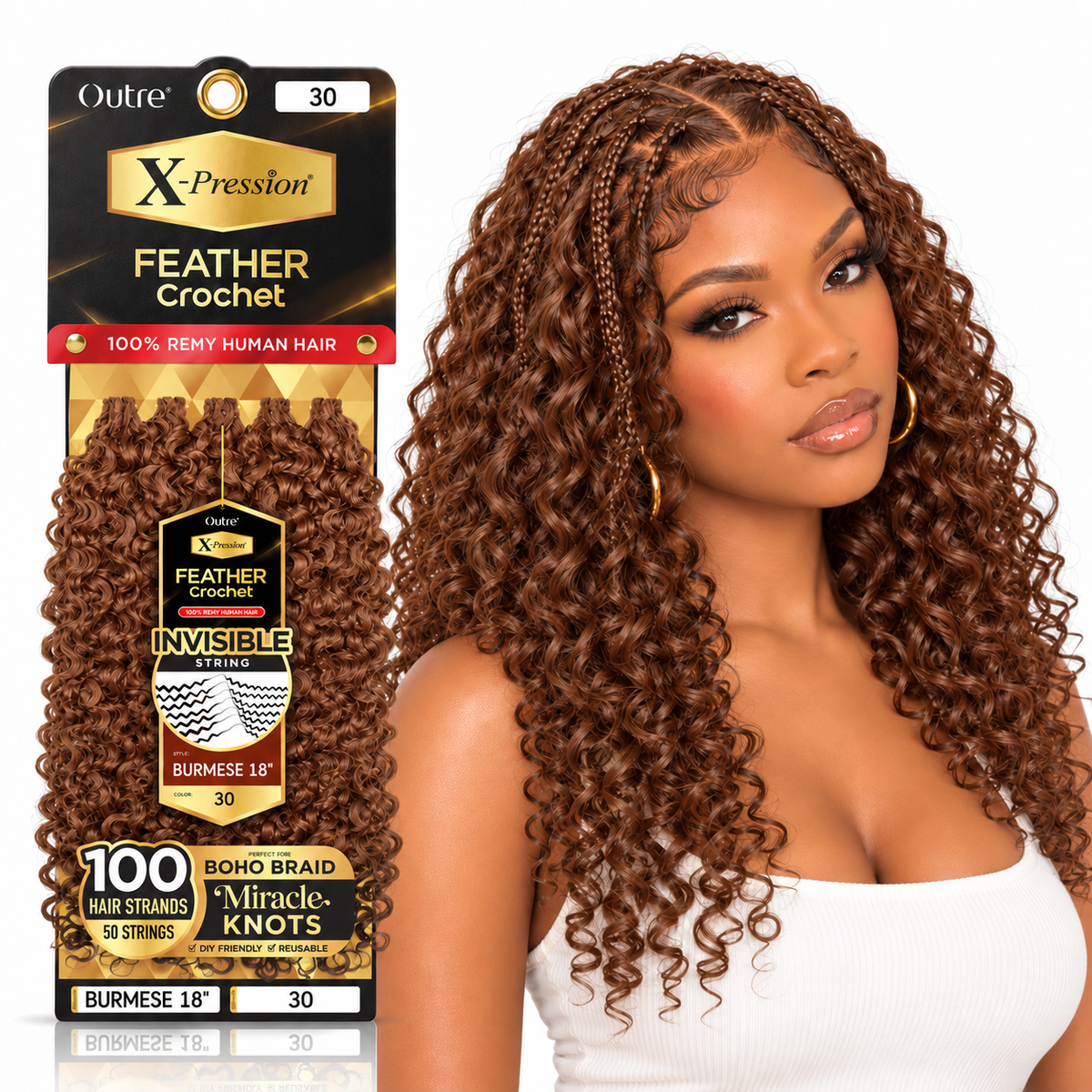 Outre X-Pression Human Feather Burmese 100% Human Crochet Hair