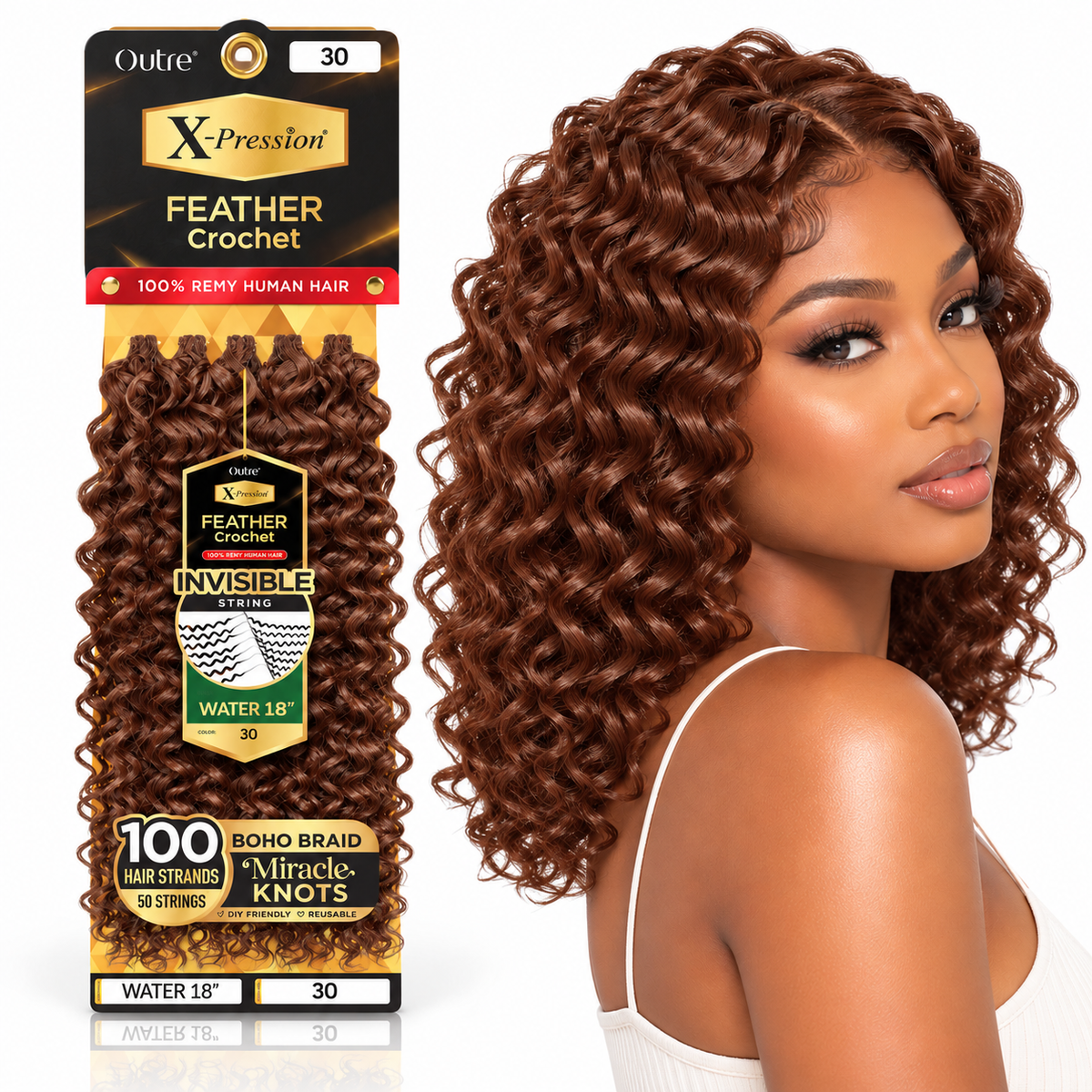 Outre X-Pression Human Feather Water 100% Remy Human Crochet Hair