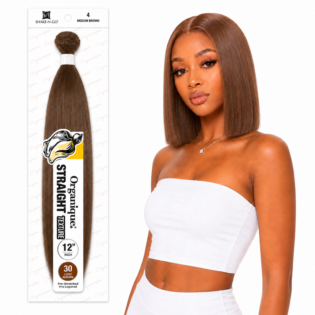 Shake-N-Go Organique Straight Weave – Premium Fiber (10”–36”)