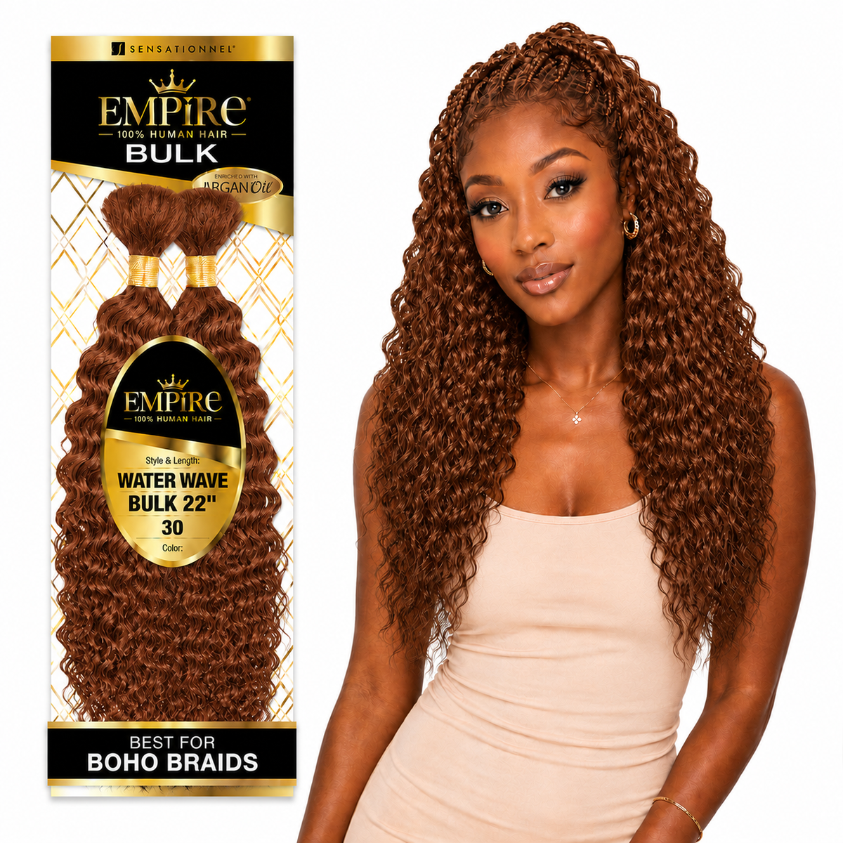 Sensationnel Empire Water Wave Bulk 100% Human Braiding Hair
