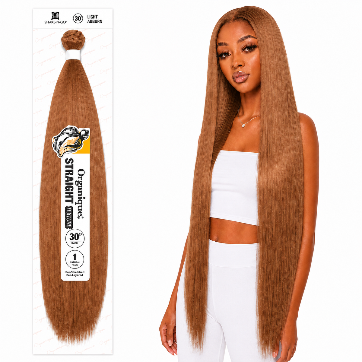 Shake-N-Go Organique Straight Weave – Premium Fiber (10”–36”)