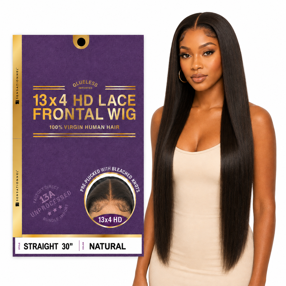 Sensationnel 13A Straight 100% Virgin Human Hair 13x4 HD Lace Frontal Wig (20" - 34")