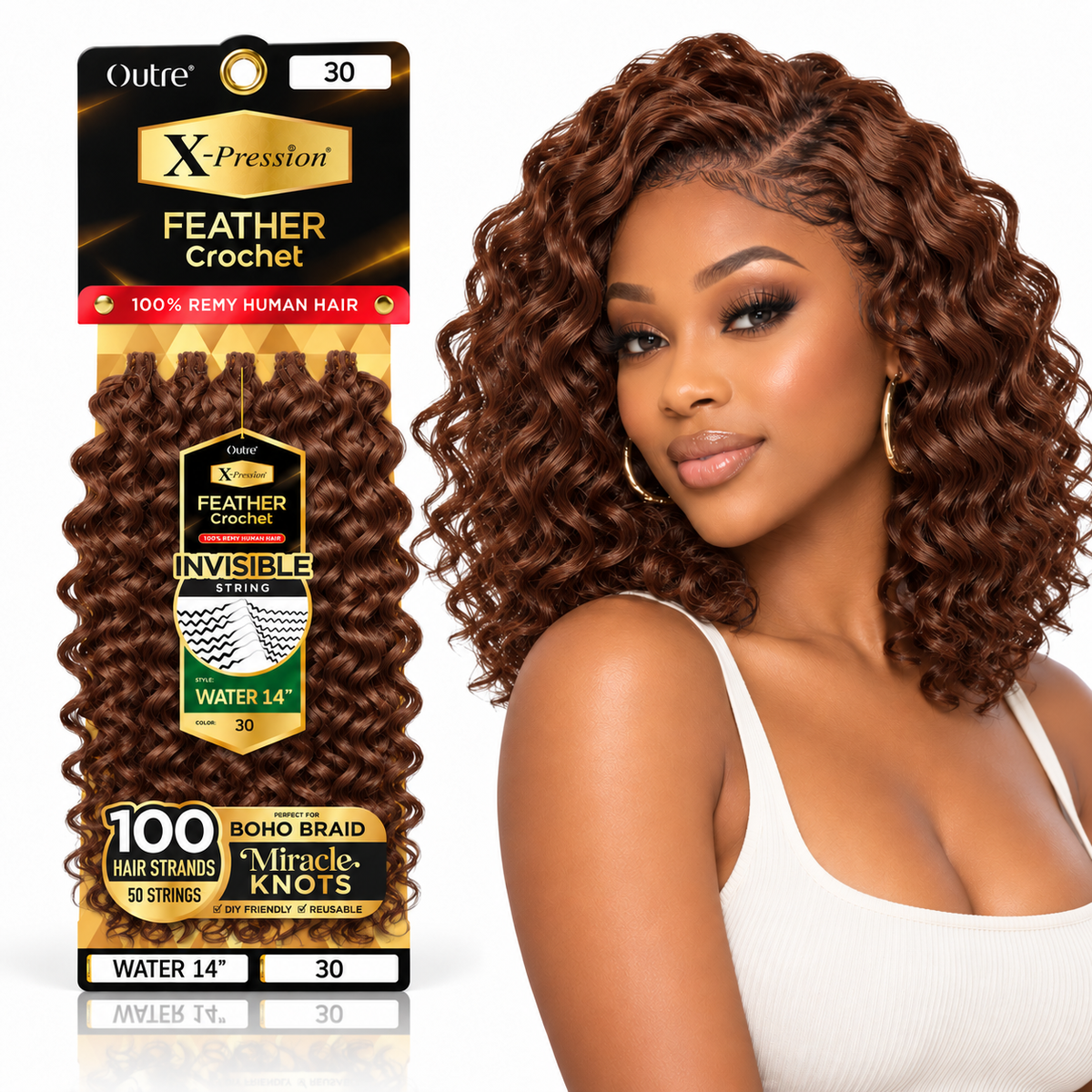 Outre X-Pression Human Feather Water 100% Remy Human Crochet Hair