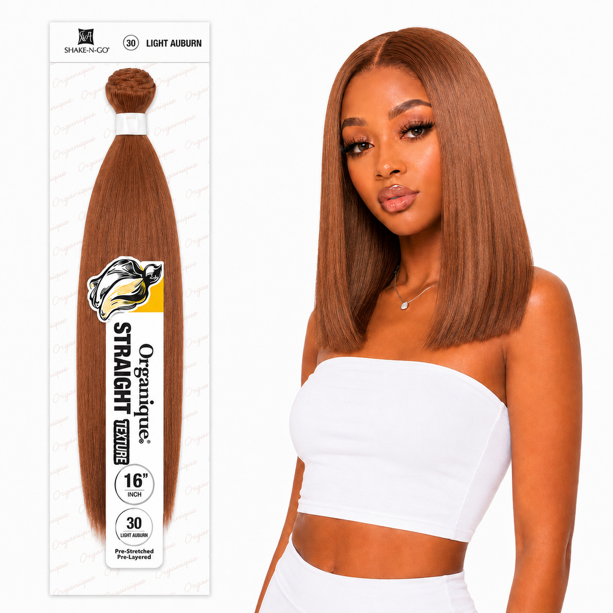 Shake-N-Go Organique Straight Weave – Premium Fiber (10”–36”)