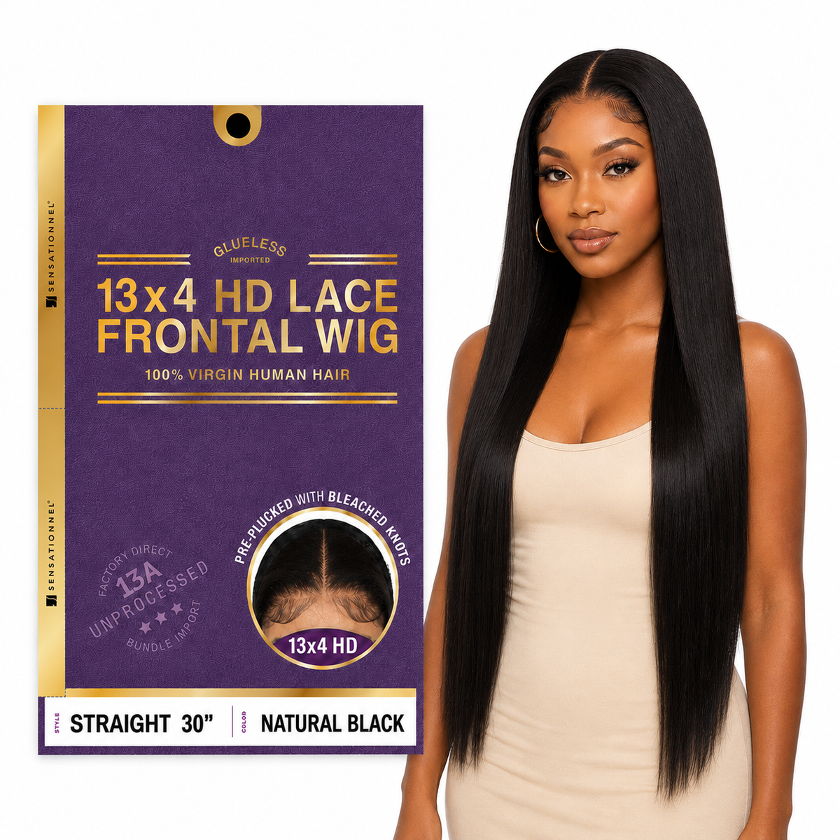 Sensationnel 13A Straight 100% Virgin Human Hair 13x4 HD Lace Frontal Wig (20" - 34")