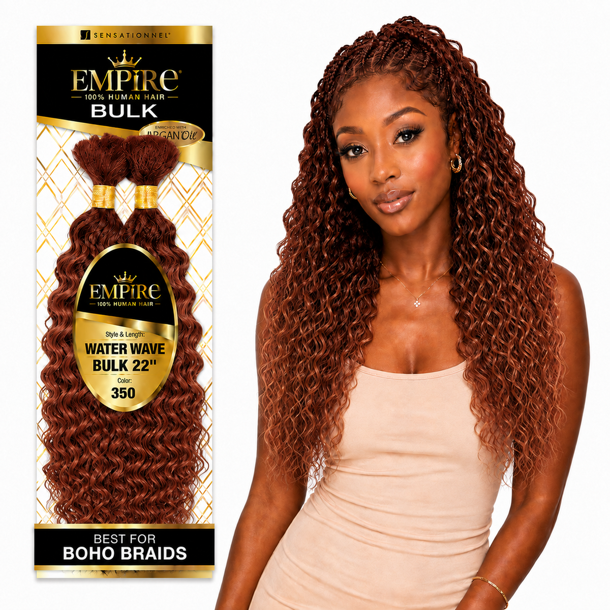 Sensationnel Empire Water Wave Bulk 100% Human Braiding Hair
