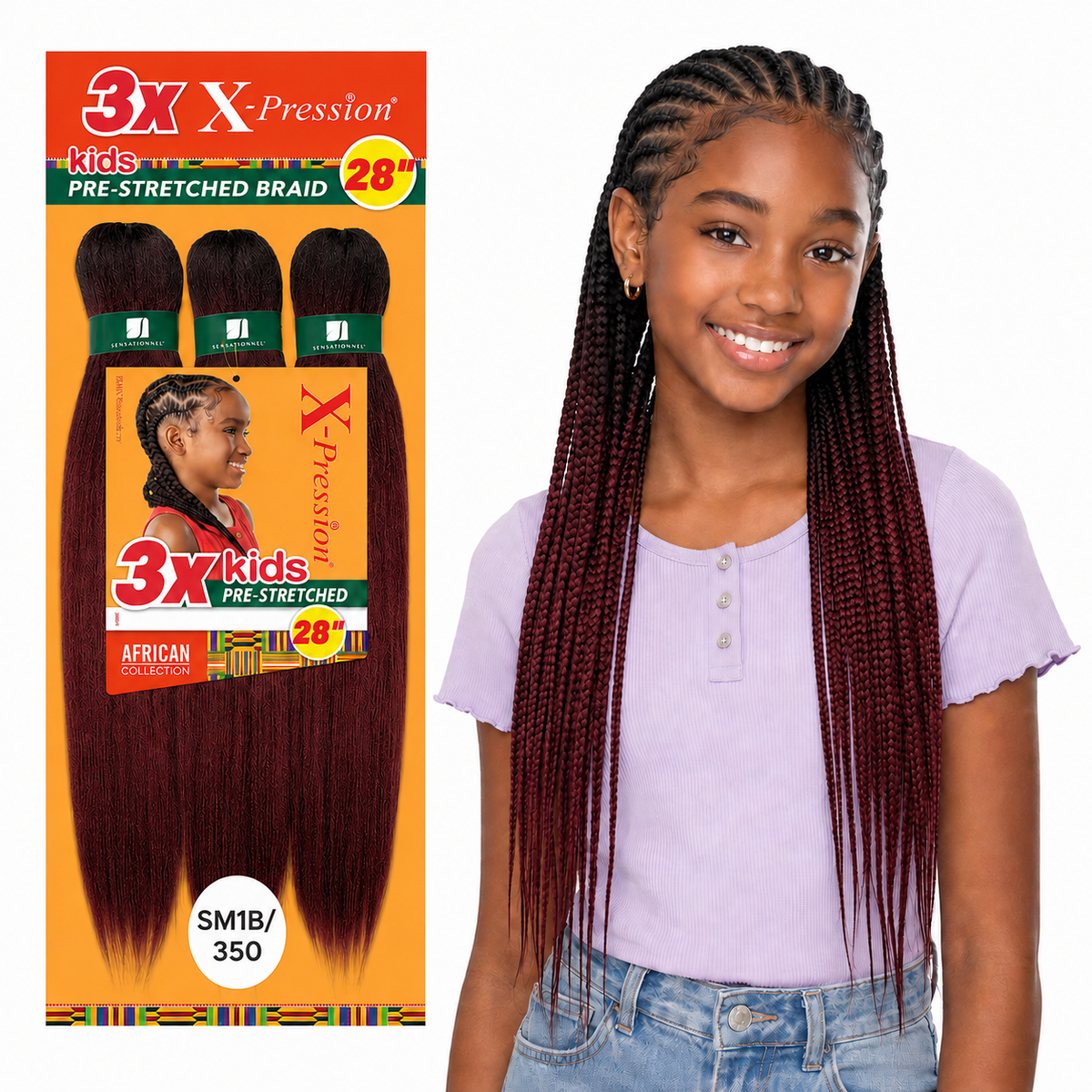 Sensationnel X-Pression Kids 3X Pre-Stretched Braiding Hair – 28"