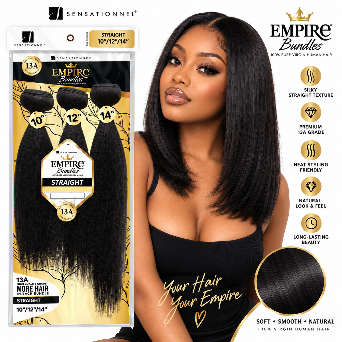 Sensationnel 13A Empire Bundles Multi Straight 3-Bundle Virgin Human Hair