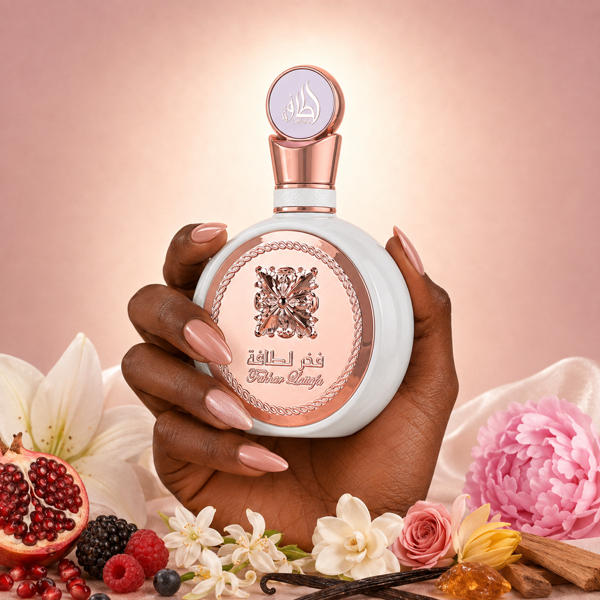 Lattafa Fakhar Women Rose Eau De Parfum Spray - White & Gold Bottle - 100ml / 3.4 oz