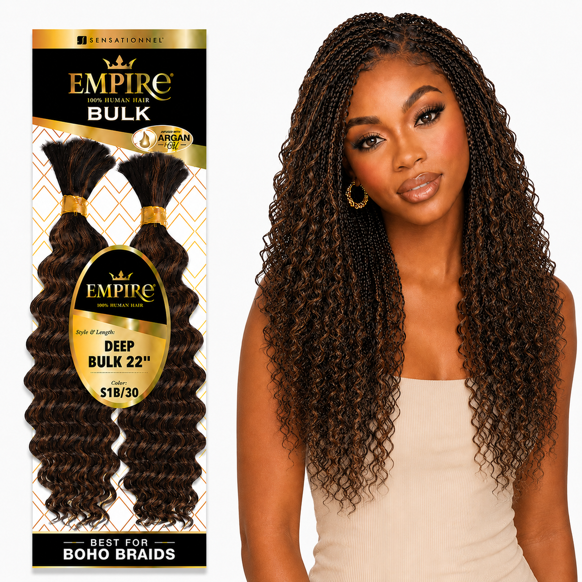 Sensationnel Empire Water Wave Bulk 100% Human Braiding Hair