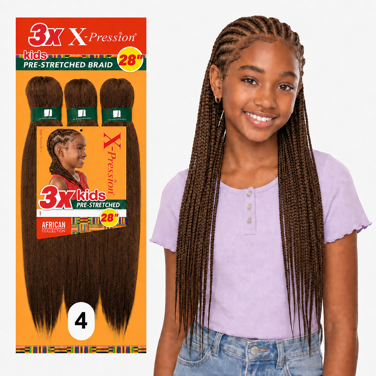Sensationnel X-Pression Kids 3X Pre-Stretched Braiding Hair – 28"
