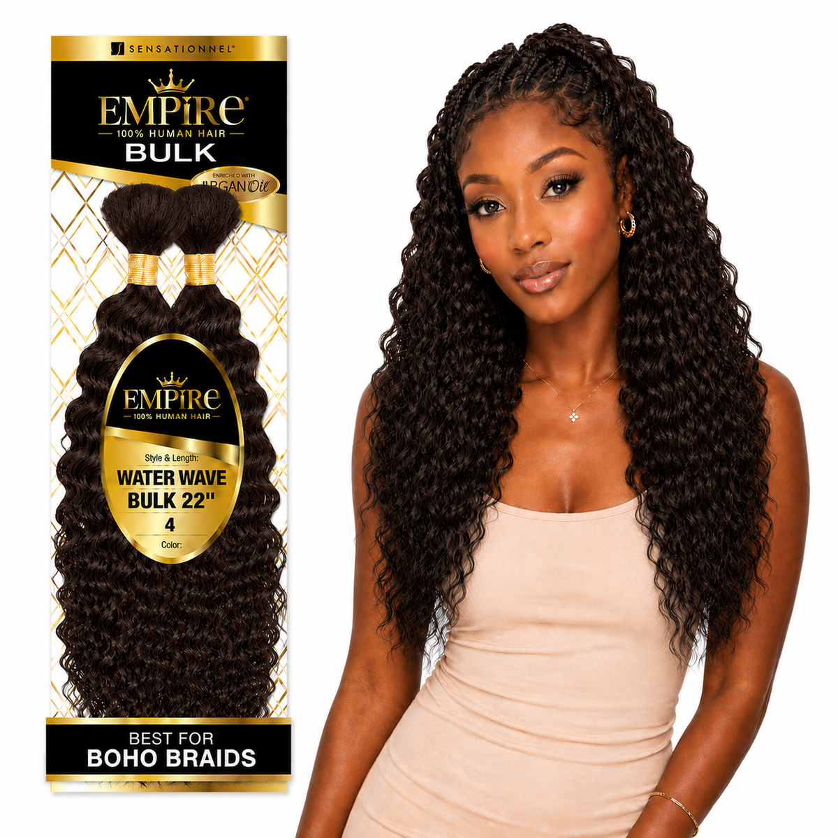 Sensationnel Empire Water Wave Bulk 100% Human Braiding Hair