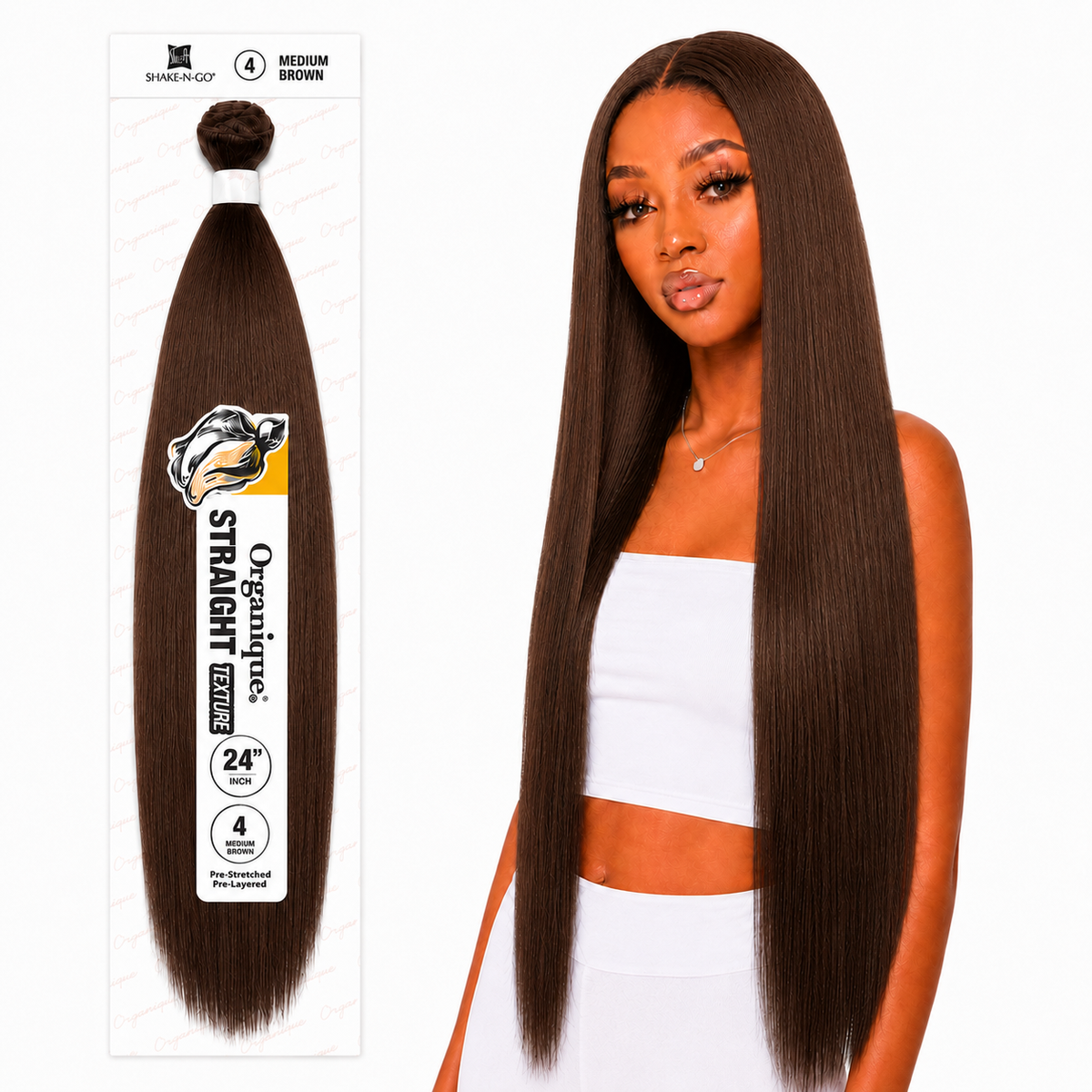 Shake-N-Go Organique Straight Weave – Premium Fiber (10”–36”)