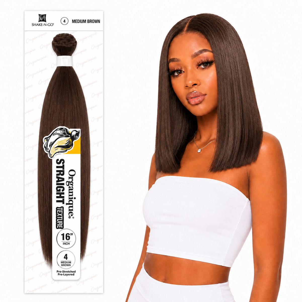 Shake-N-Go Organique Straight Weave – Premium Fiber (10”–36”)