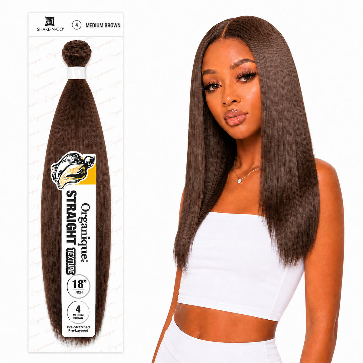 Shake-N-Go Organique Straight Weave – Premium Fiber (10”–36”)