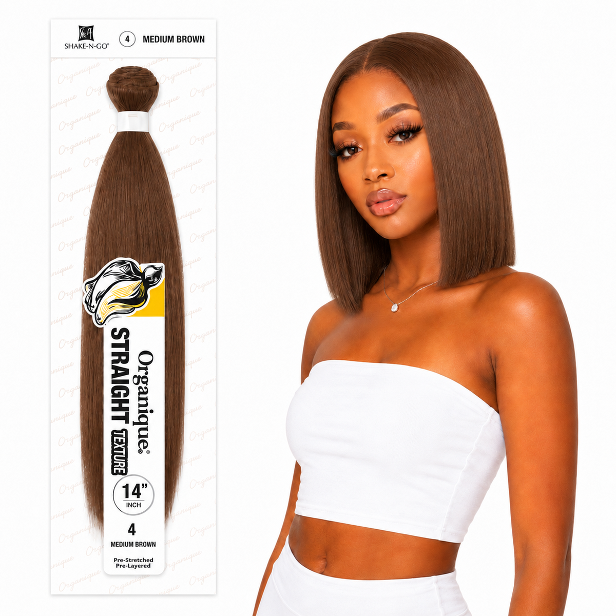 Shake-N-Go Organique Straight Weave – Premium Fiber (10”–36”)