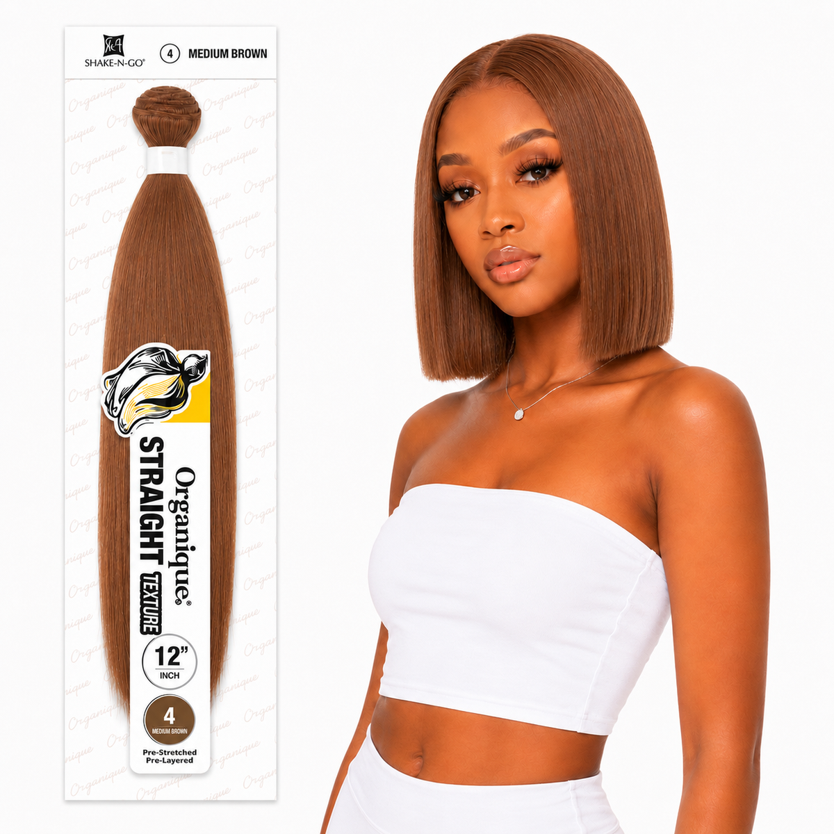Shake-N-Go Organique Straight Weave – Premium Fiber (10”–36”)