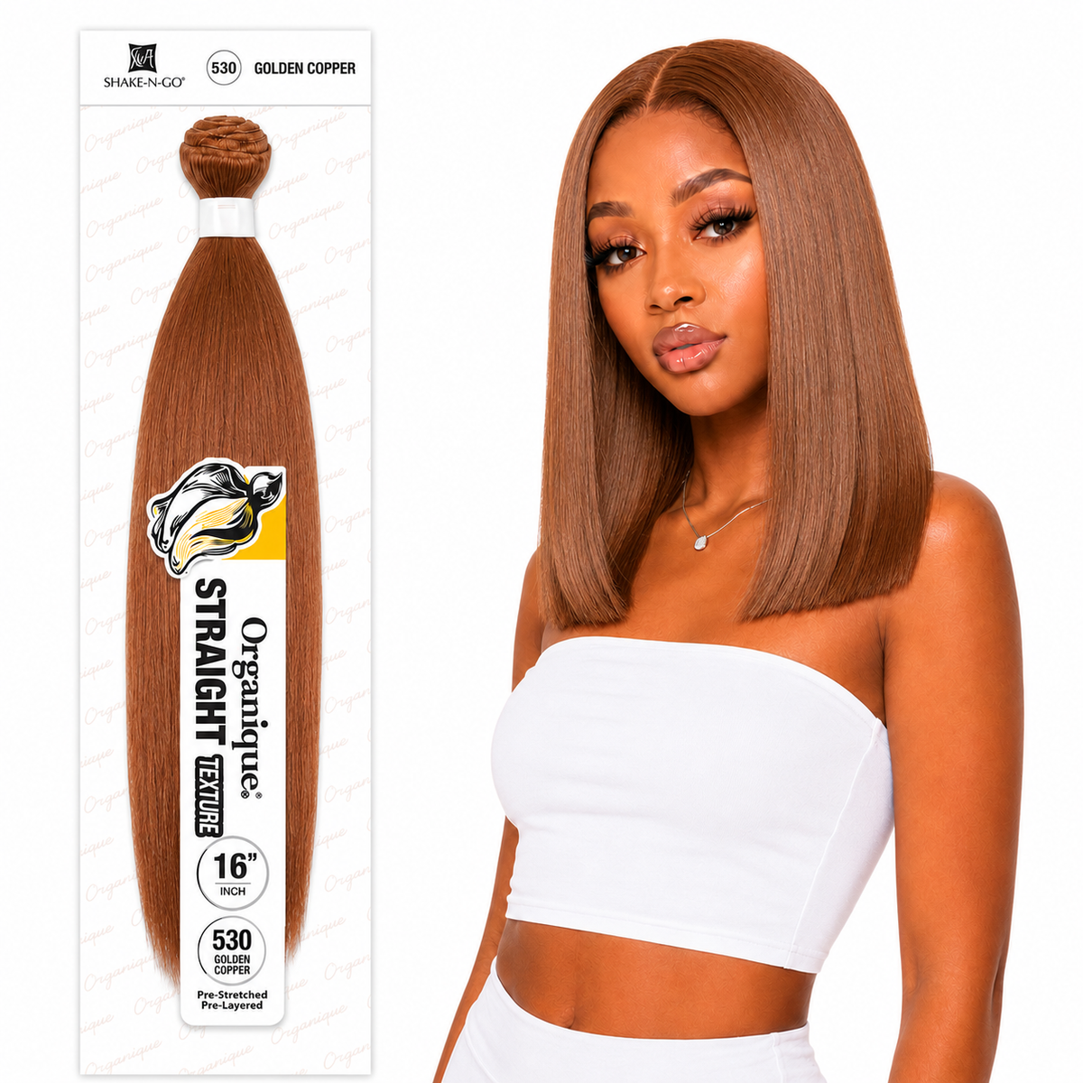 Shake-N-Go Organique Straight Weave – Premium Fiber (10”–36”)