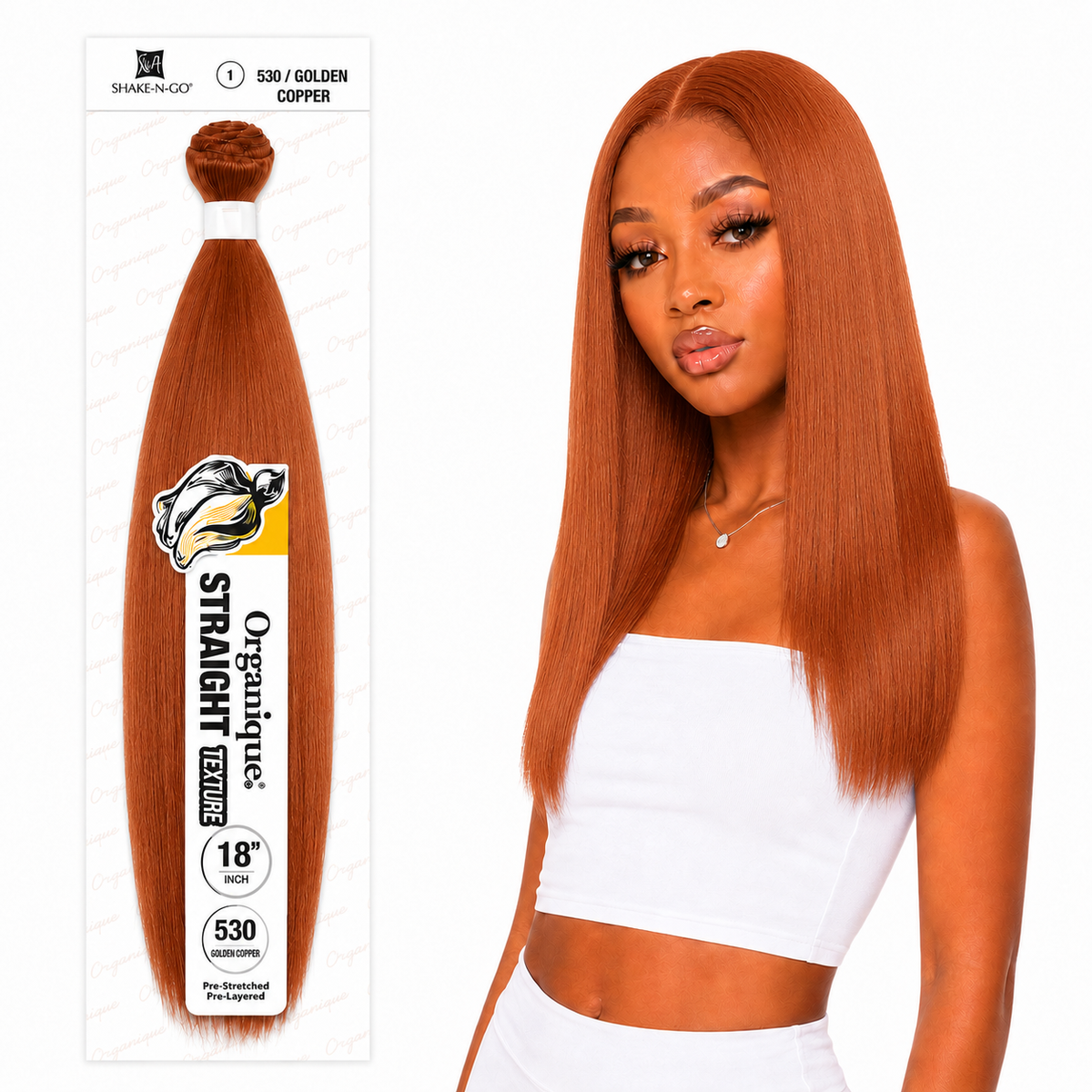 Shake-N-Go Organique Straight Weave – Premium Fiber (10”–36”)
