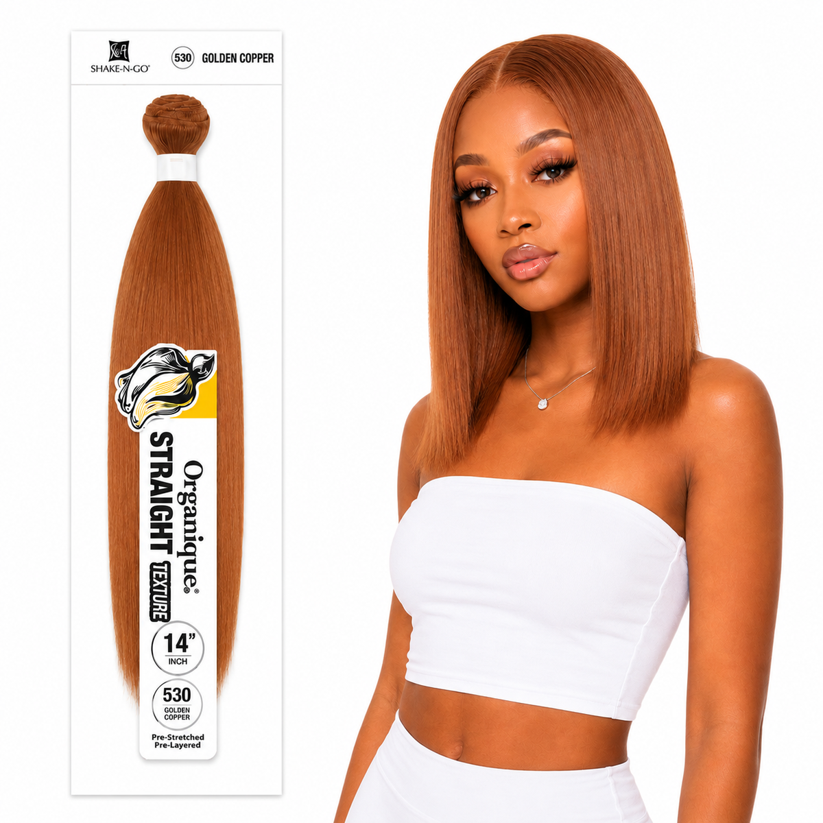 Shake-N-Go Organique Straight Weave – Premium Fiber (10”–36”)