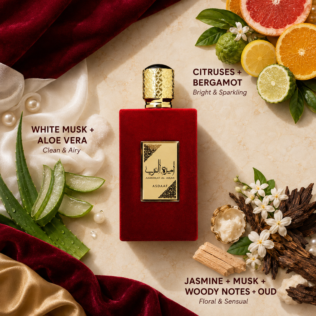 Lattafa Ameerat Al Arab Eau De Parfum Spray - Velvet Red & Gold Bottle - 100ml / 3.4 oz