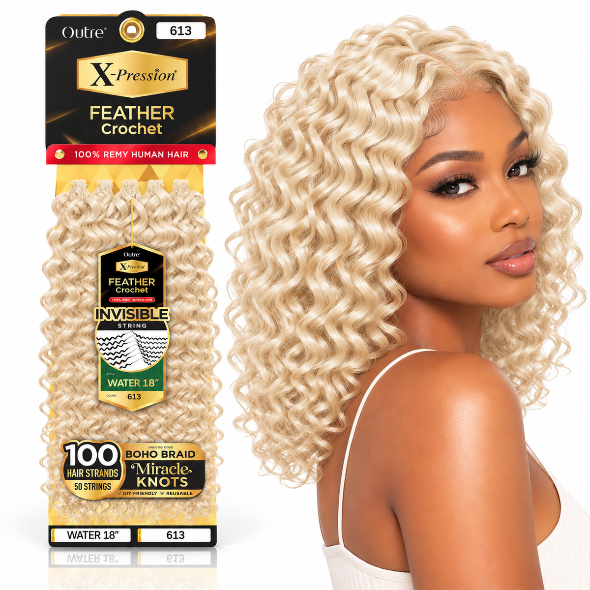Outre X-Pression Human Feather Water 100% Remy Human Crochet Hair