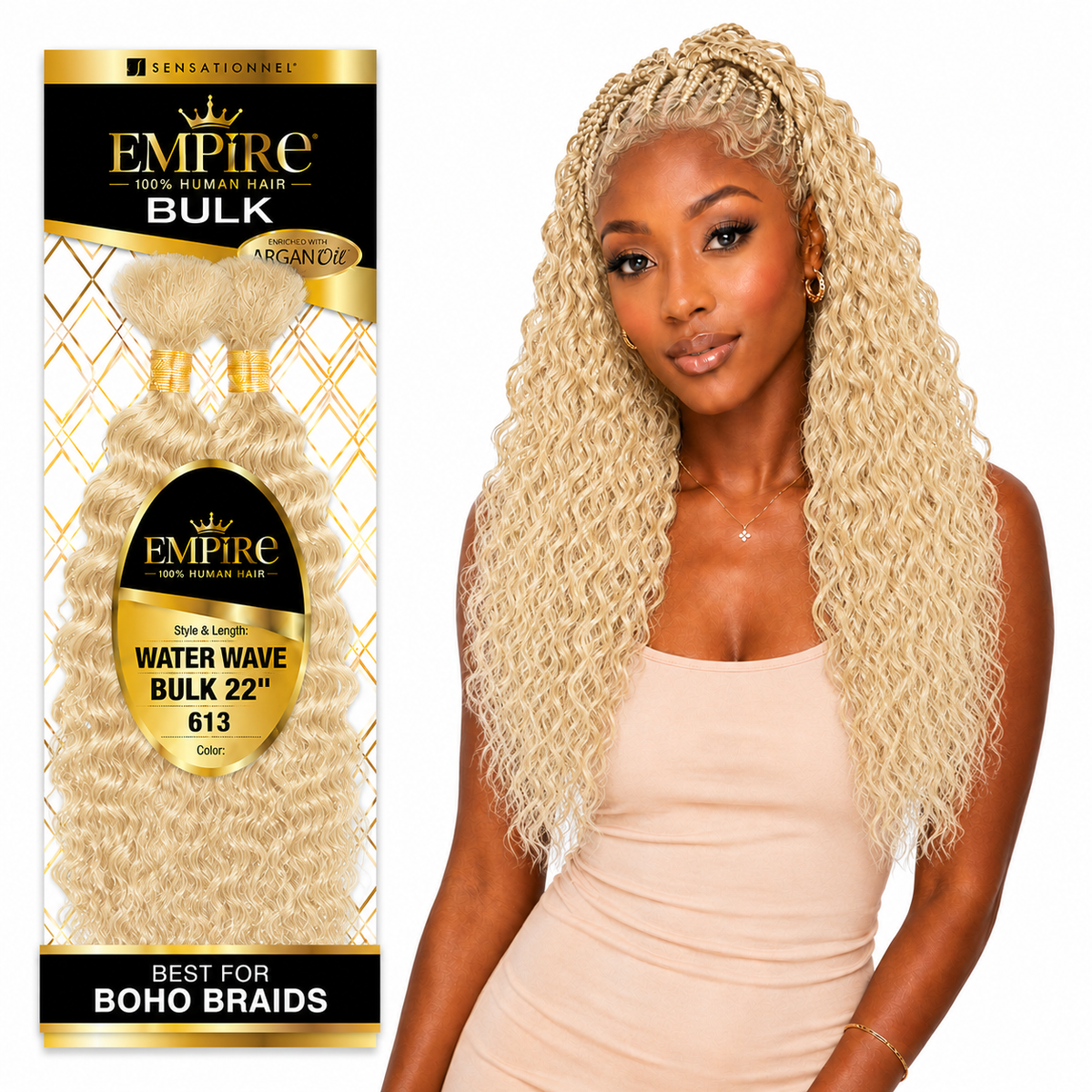 Sensationnel Empire Water Wave Bulk 100% Human Braiding Hair
