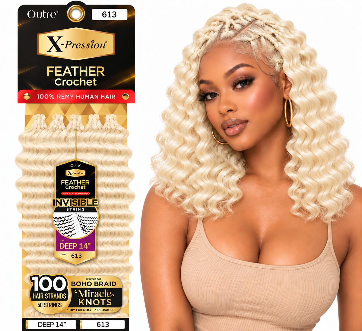 Outre X-Pression Human Feather Deep 100% Human Crochet Hair