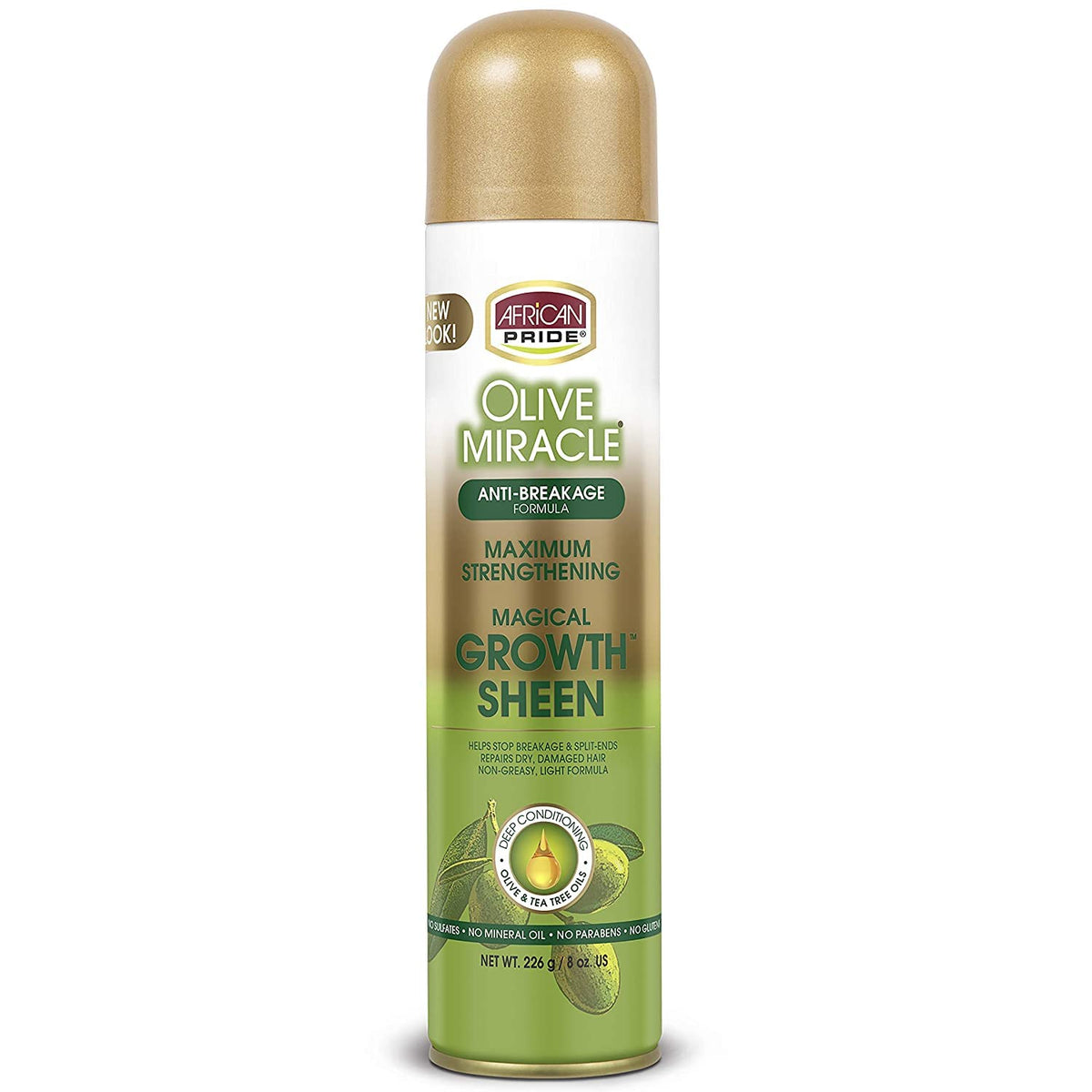 African Pride Olive Miracle Growth Sheen Anti-Breakage Spray, 8 oz (237 ml)