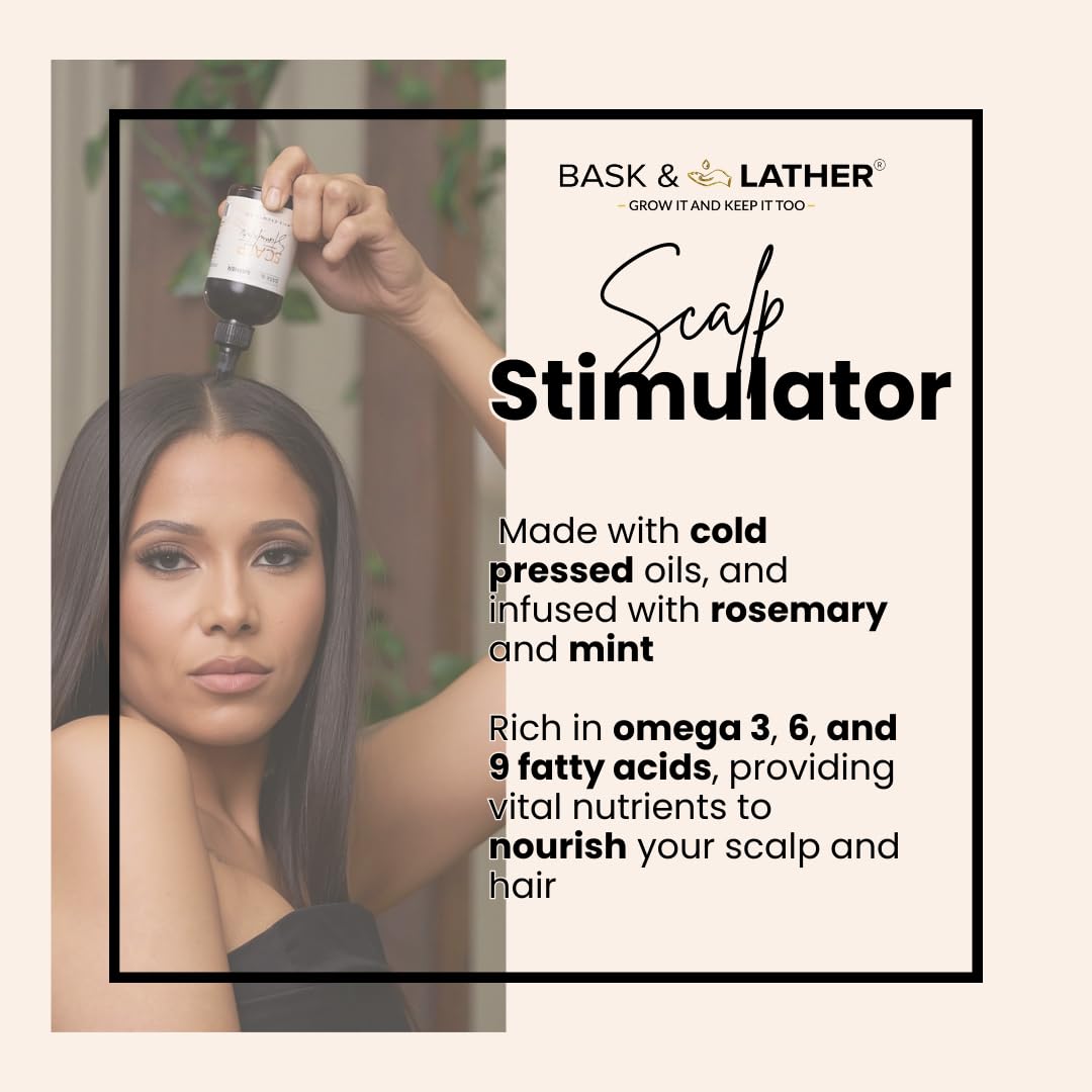 Bask & Lather JUMBO Scalp Stimulator Hair Growth Oil 4 fl oz (118 ml)
