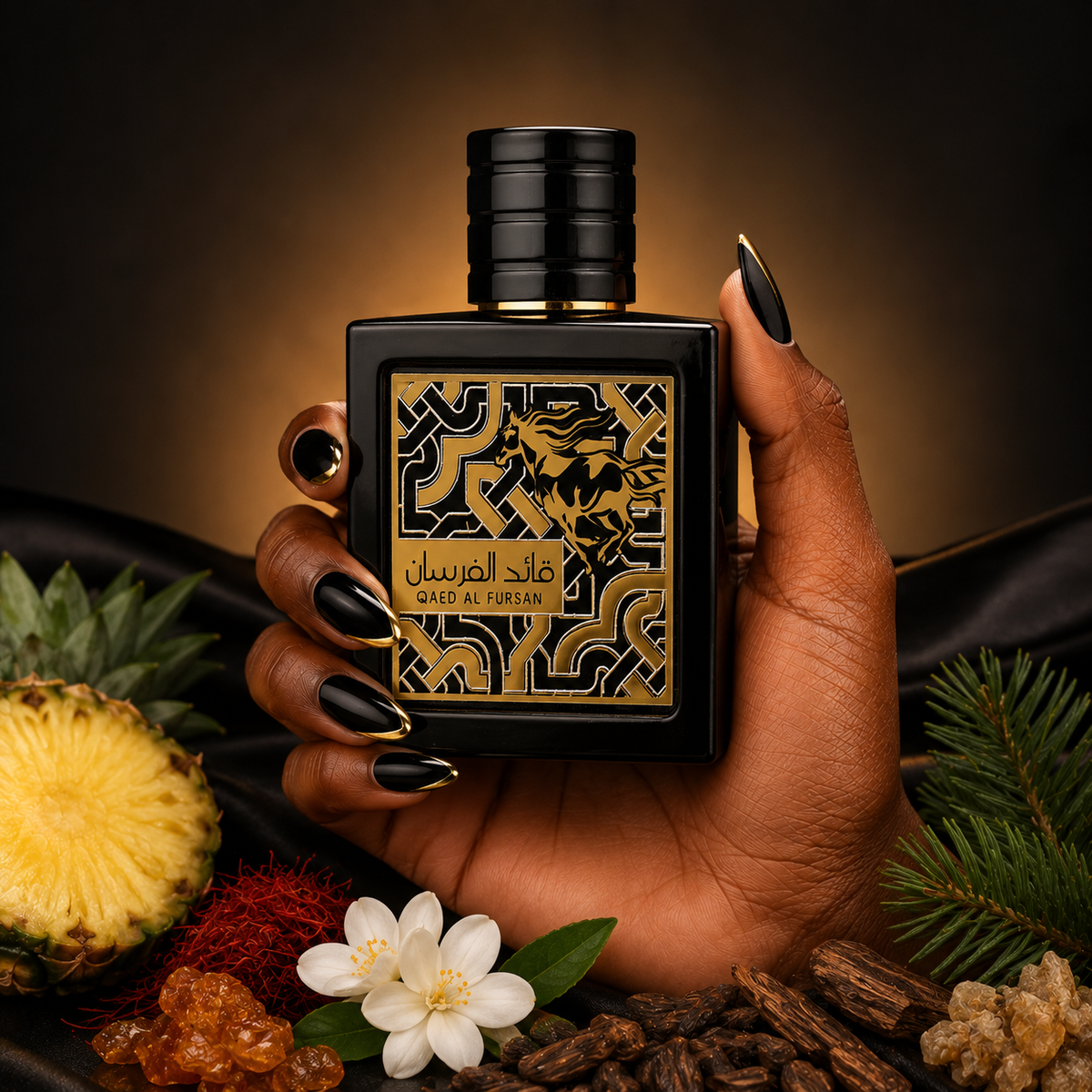 Lattafa Qaed Al Fursan Eau De Parfum Spray - Black & Gold Square Bottle - 90ml / 3.0 oz