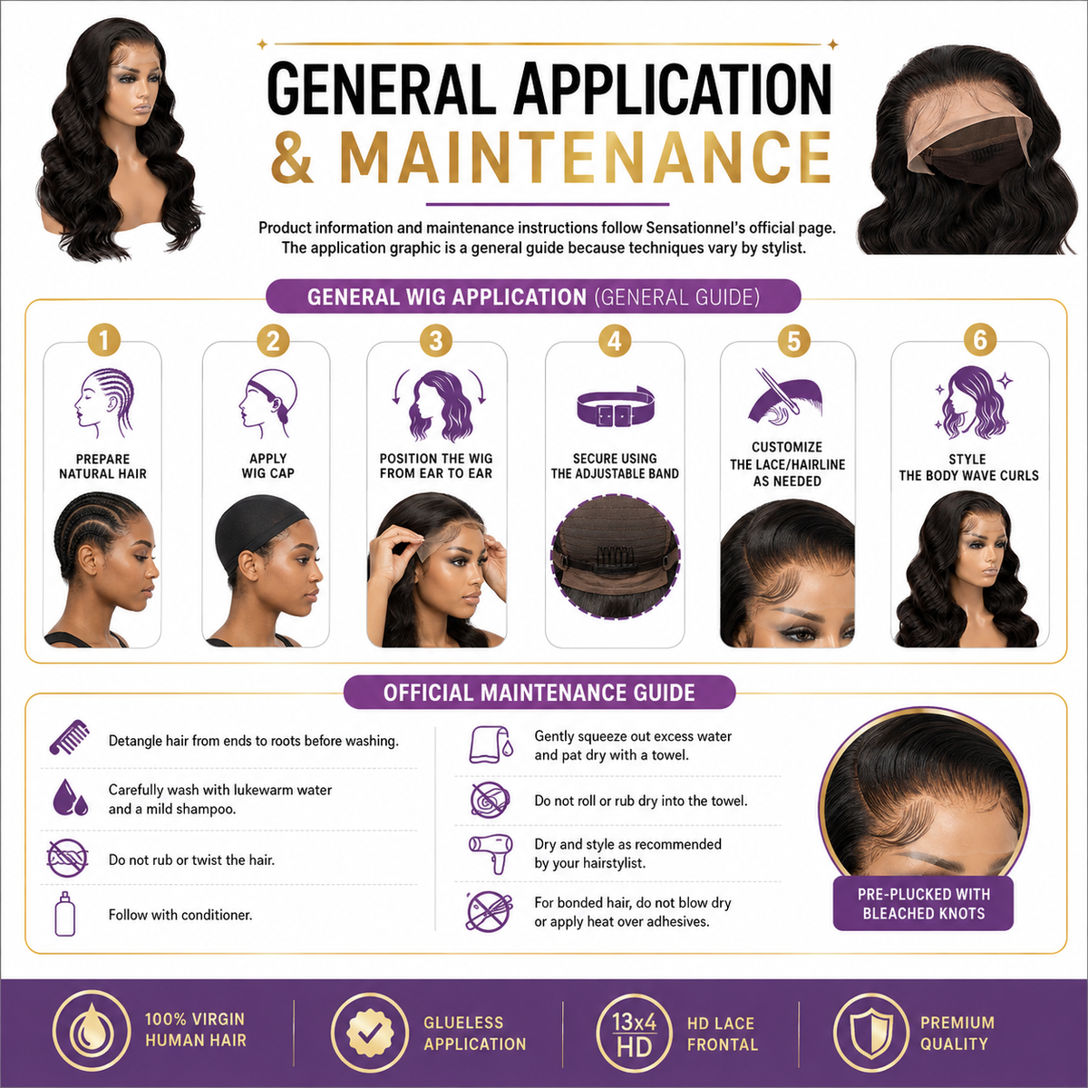 Sensationnel 13A Body Wave 100% Virgin Human Hair 13x4 HD Lace Frontal Wig (20" - 28")