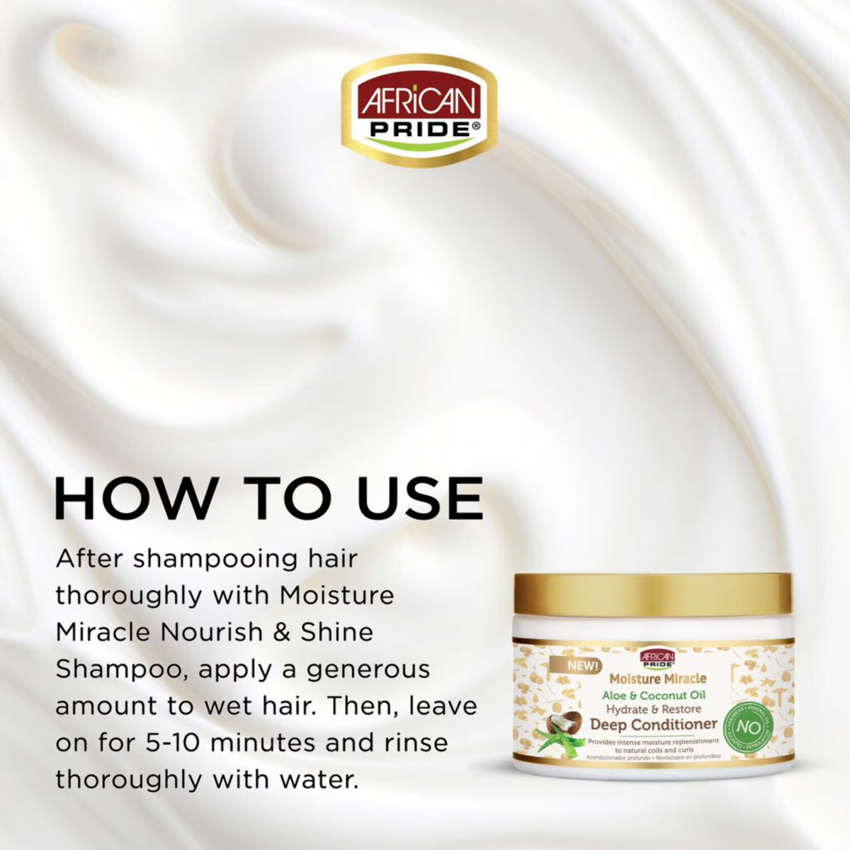 African Pride Moisture Miracle Aloe & Coconut Oil Hydrate & Restore Deep Conditioner, 12 oz (340 g))