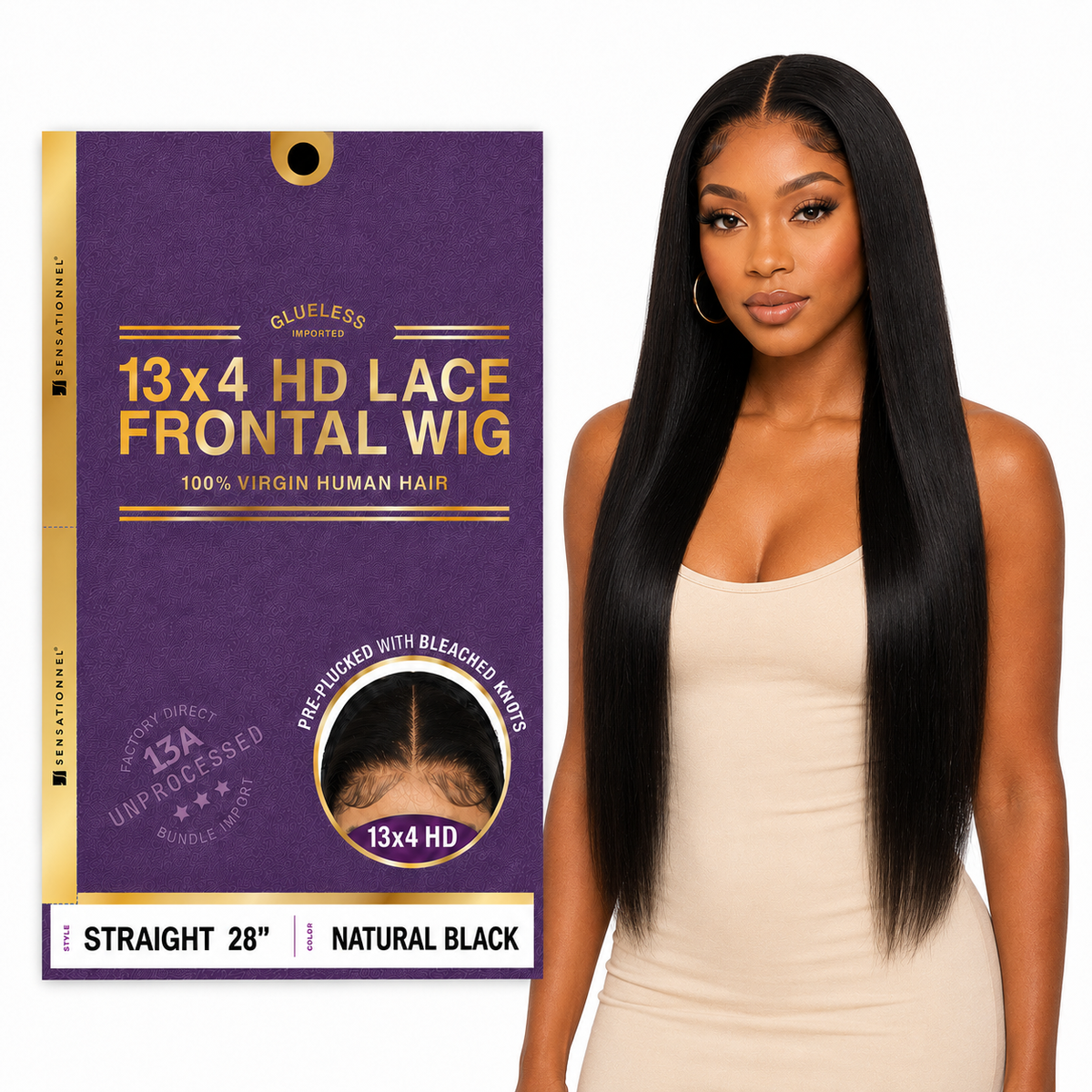 Sensationnel 13A Straight 100% Virgin Human Hair 13x4 HD Lace Frontal Wig (20" - 34")