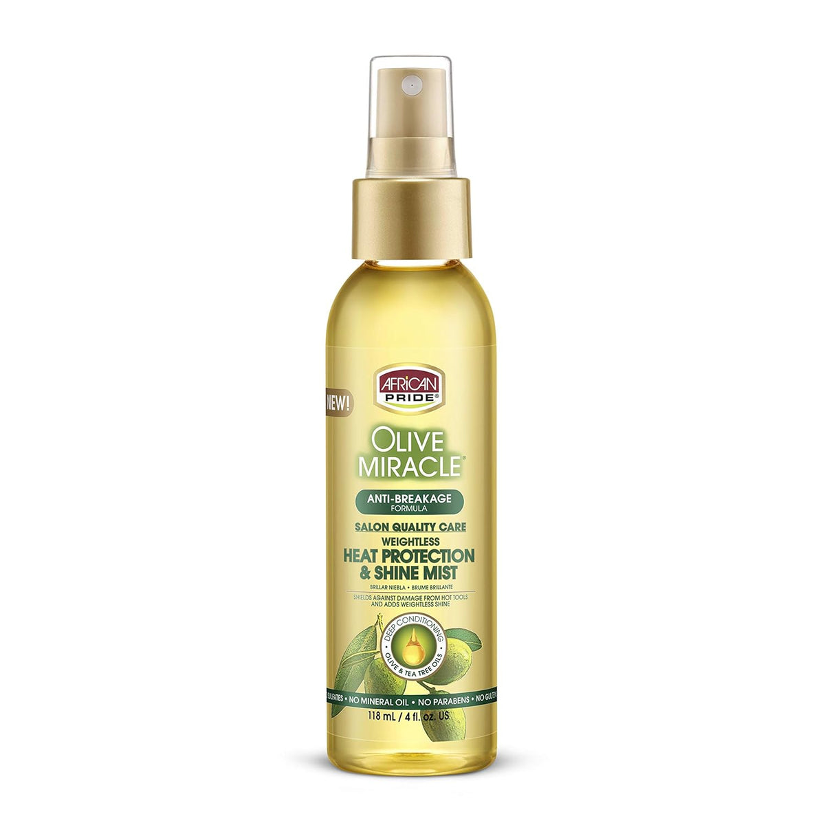 African Pride Olive Miracle Heat Protection & Shine Mist, 4 oz (118 ml)