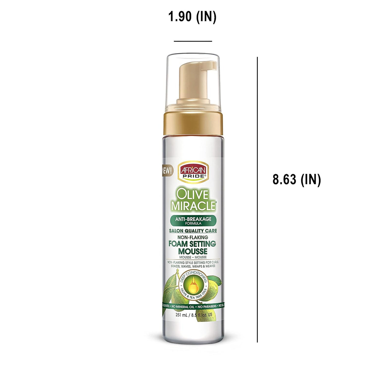 African Pride Olive Miracle Foam Setting Mousse Non-Flaking, 8.5 oz (251 ml)