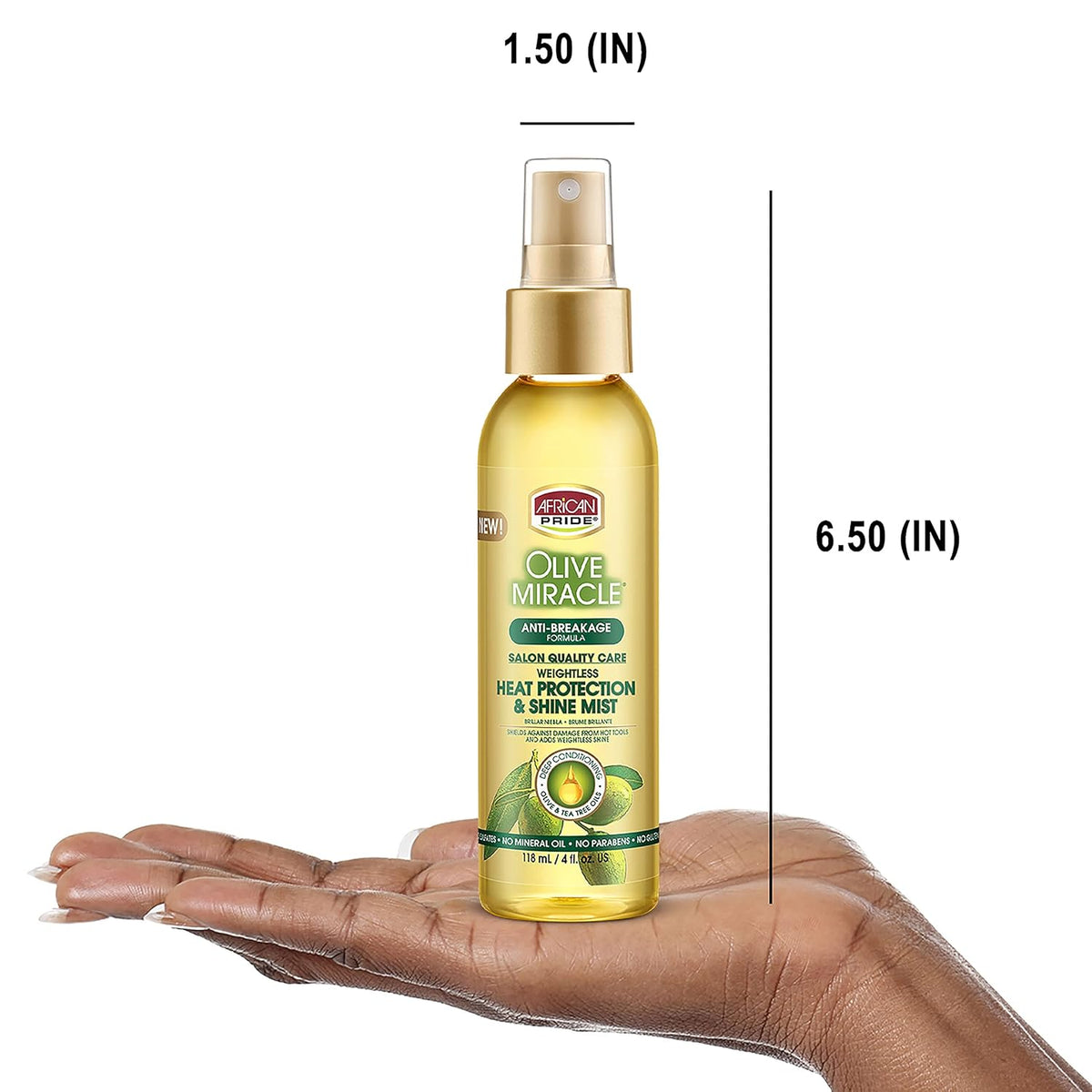African Pride Olive Miracle Heat Protection & Shine Mist, 4 oz (118 ml)