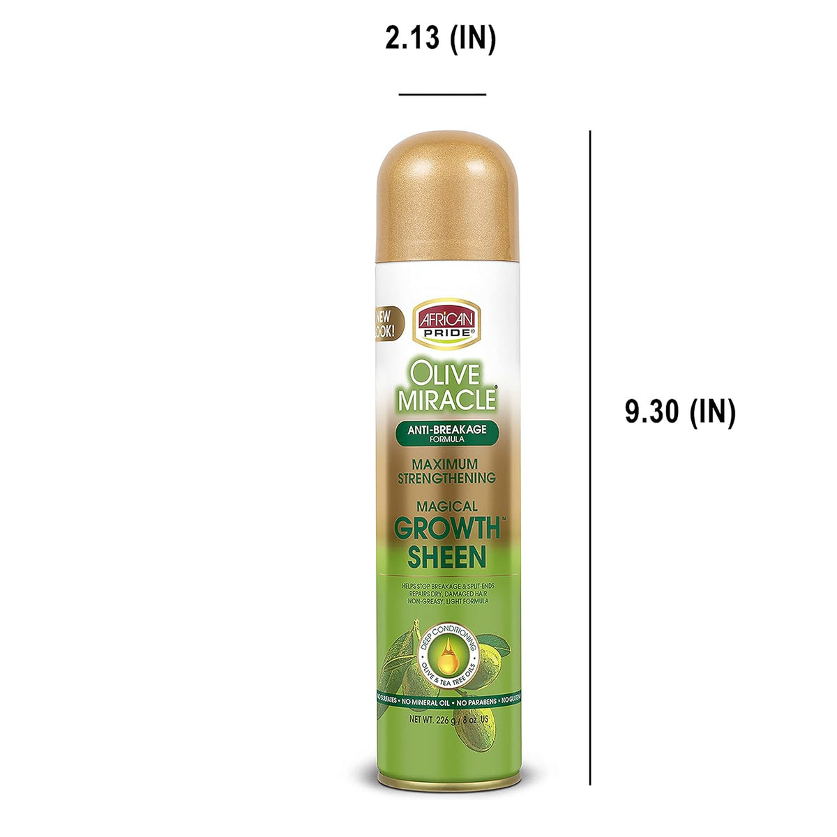 African Pride Olive Miracle Growth Sheen Anti-Breakage Spray, 8 oz (237 ml)
