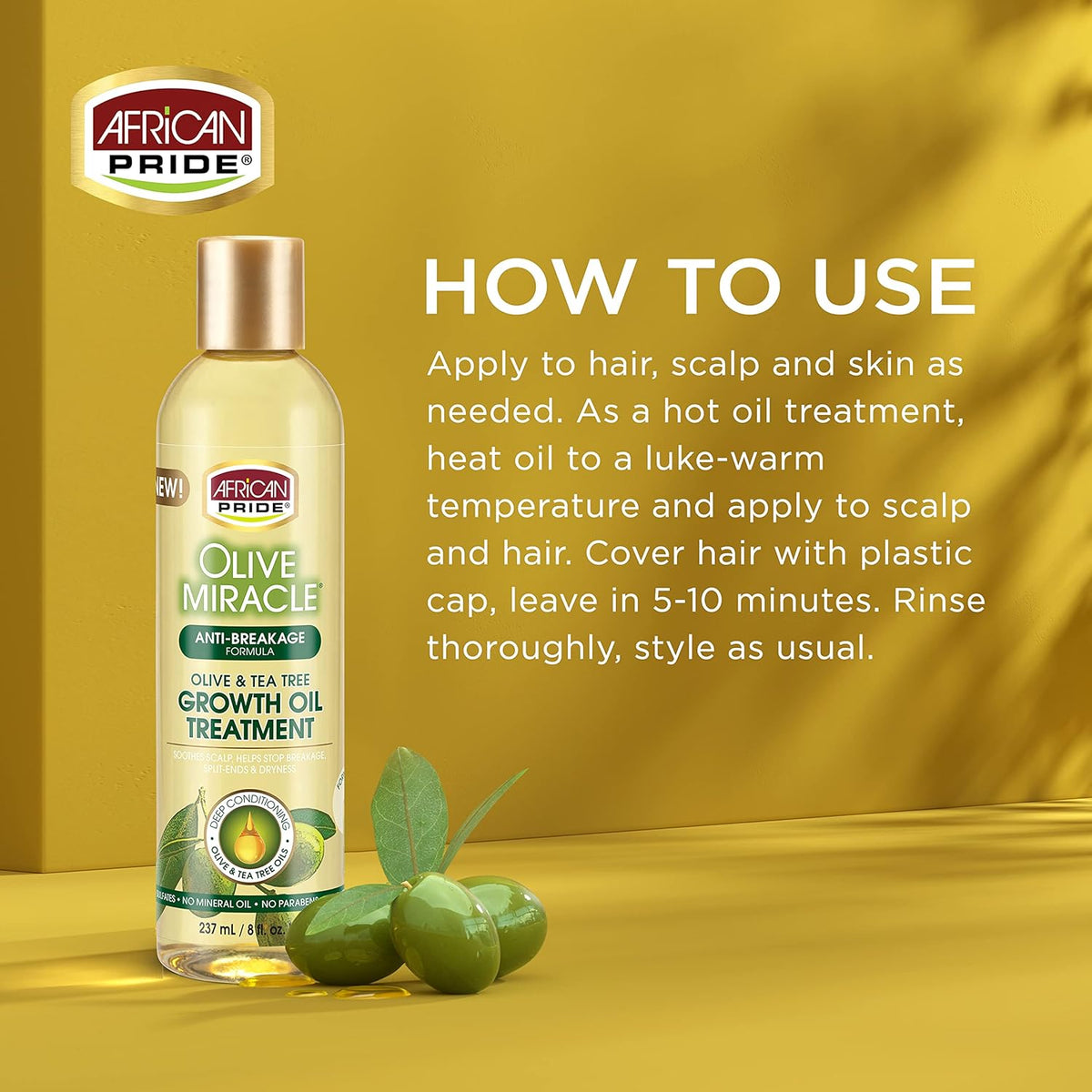 African Pride Olive Miracle Growth Oil Anti-Breakage, 8 oz (237 ml)