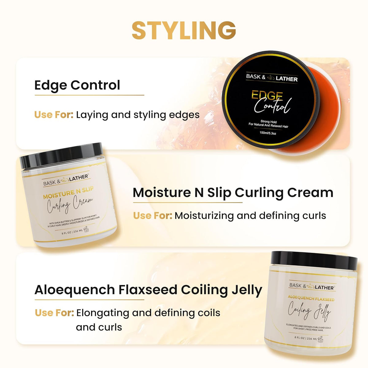 Bask & Lather Strong Hold Thick Edges Edge Control