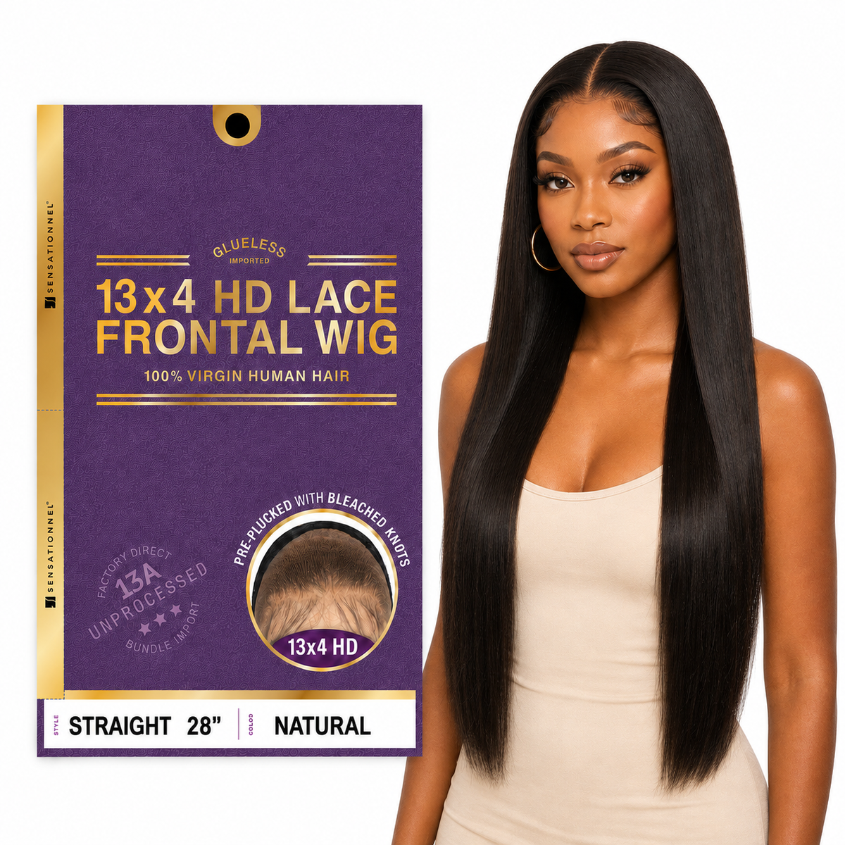 Sensationnel 13A Straight 100% Virgin Human Hair 13x4 HD Lace Frontal Wig (20" - 34")