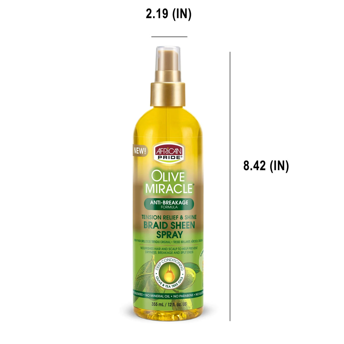 African Pride Olive Miracle Braid Sheen Spray with Tea Tree Oil, 12 oz (355 ml)