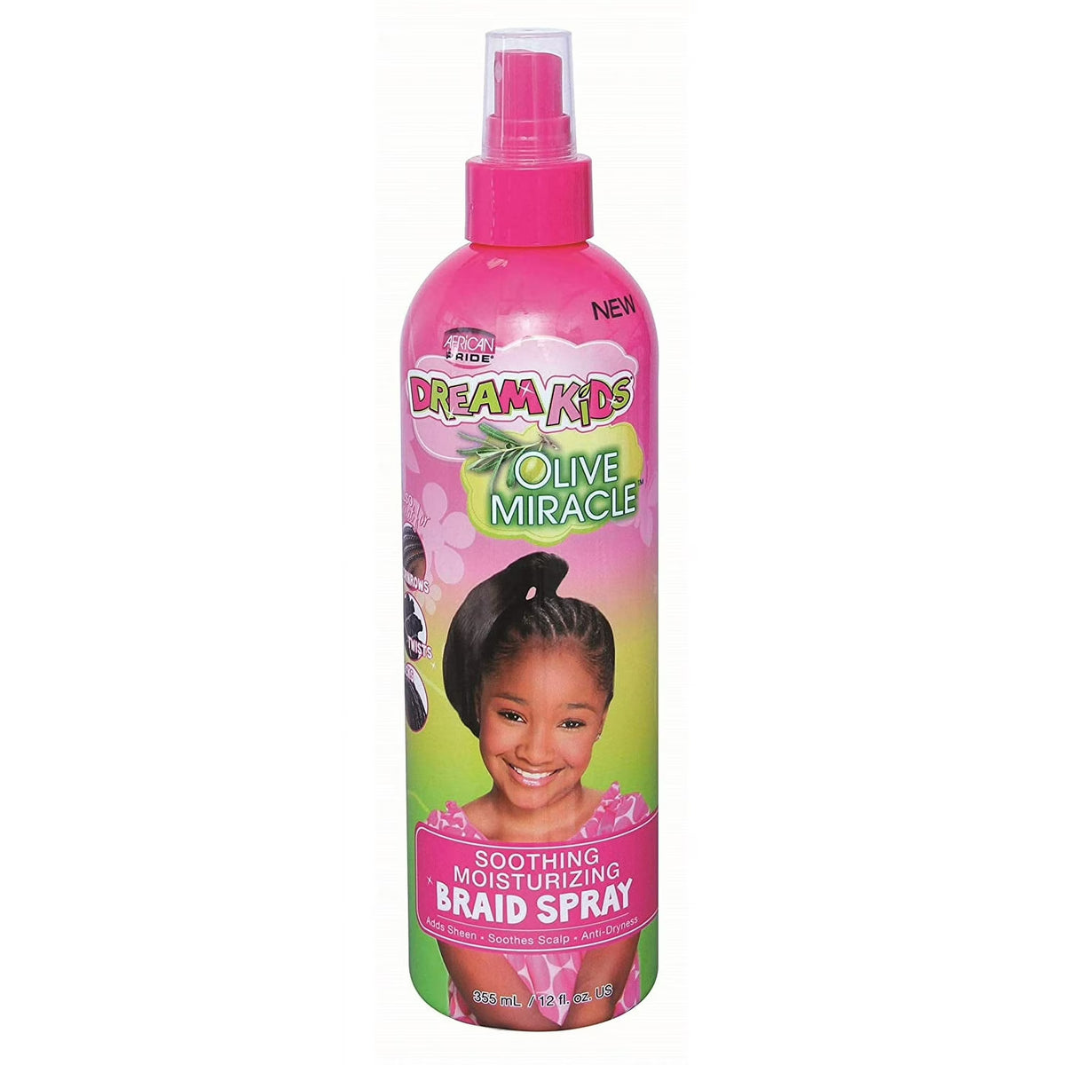 African Pride Dream Kids Olive Miracle Soothing Moisturizing Braid Spray, 12 oz (355 ml)